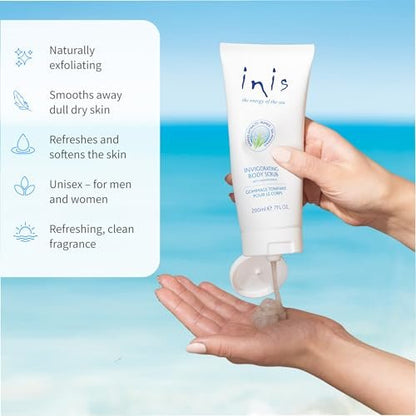 Inis the Energy of the Sea Scented Body Scrub - Exfoliating Body Scrub with Pumice and Seaweed for Soft, Smooth, Moisturized Skin - 7oz Avelisse