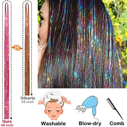 Hair Tinsel Kit – 48 Inch, 14 Colors, 3500 Strands – Heat Resistant Fairy Hair Tinsel with Tools for Women - görsel 8