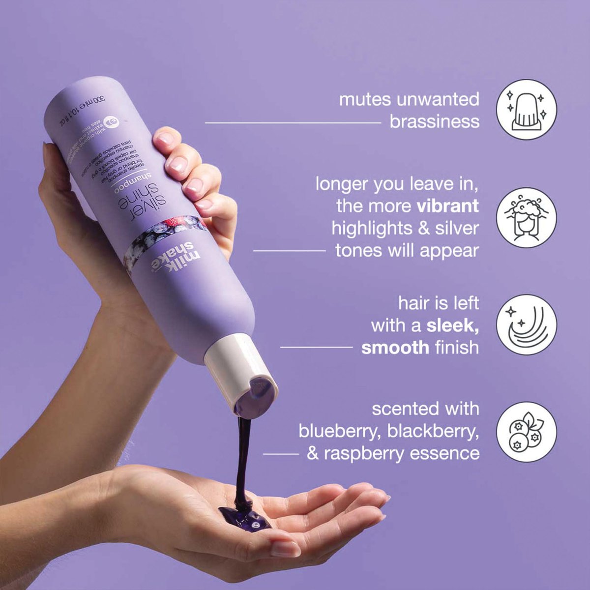 milk_shake Silver Shine Purple Shampoo and Conditioner Set - Toning Duo for Blonde, Silver, and Gray Hair - Eliminates Brassiness (10.1 oz + 8.4 oz) Avelisse