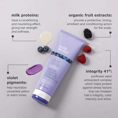 milk_shake Silver Shine Purple Shampoo and Conditioner Set - Toning Duo for Blonde, Silver, and Gray Hair - Eliminates Brassiness (10.1 oz + 8.4 oz) Avelisse