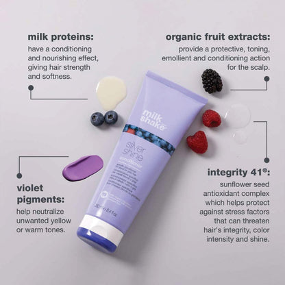 milk_shake Silver Shine Purple Shampoo and Conditioner Set - Toning Duo for Blonde, Silver, and Gray Hair - Eliminates Brassiness (10.1 oz + 8.4 oz) Avelisse