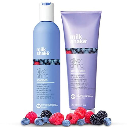 milk_shake Silver Shine Purple Shampoo and Conditioner Set - Toning Duo for Blonde, Silver, and Gray Hair - Eliminates Brassiness (10.1 oz + 8.4 oz) Avelisse