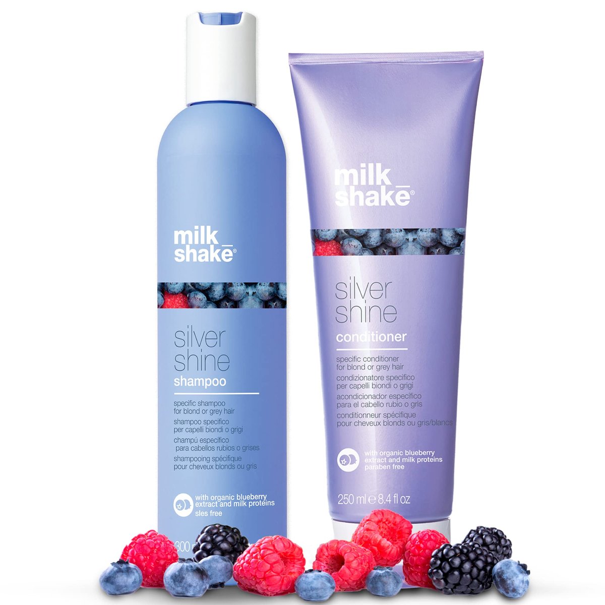milk_shake Silver Shine Purple Shampoo and Conditioner Set - Toning Duo for Blonde, Silver, and Gray Hair - Eliminates Brassiness (10.1 oz + 8.4 oz) Avelisse