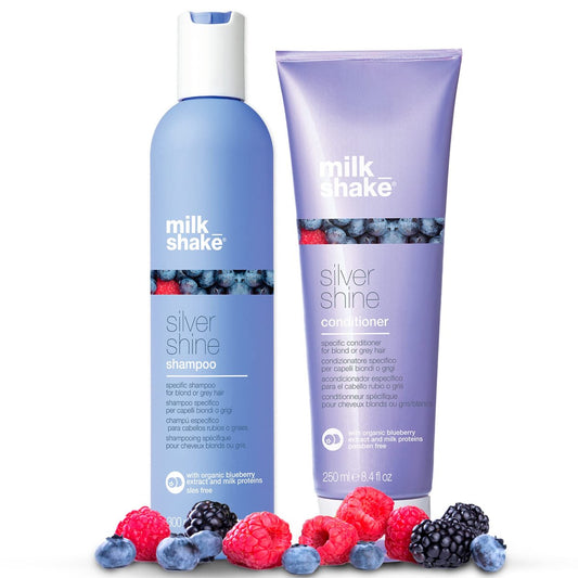 milk_shake Silver Shine Purple Shampoo and Conditioner Set - Toning Duo for Blonde, Silver, and Gray Hair - Eliminates Brassiness (10.1 oz + 8.4 oz) Avelisse