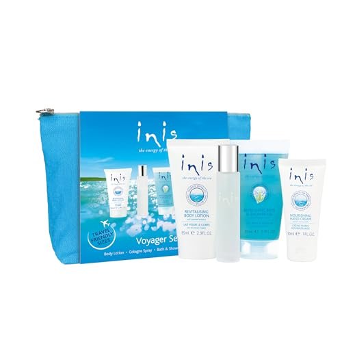 Inis the Energy of the Sea Voyager Gift Set – Travel Size Cologne, Bath & Shower Gel, Body Lotion & Hand Cream – Unisex Ocean Fresh Fragrance Avelisse