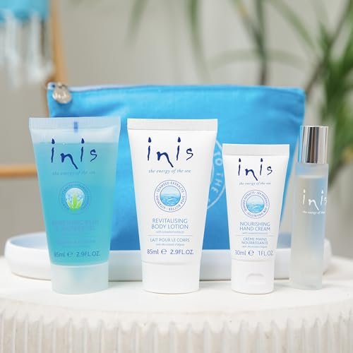 Inis the Energy of the Sea Voyager Gift Set – Travel Size Cologne, Bath & Shower Gel, Body Lotion & Hand Cream – Unisex Ocean Fresh Fragrance Avelisse