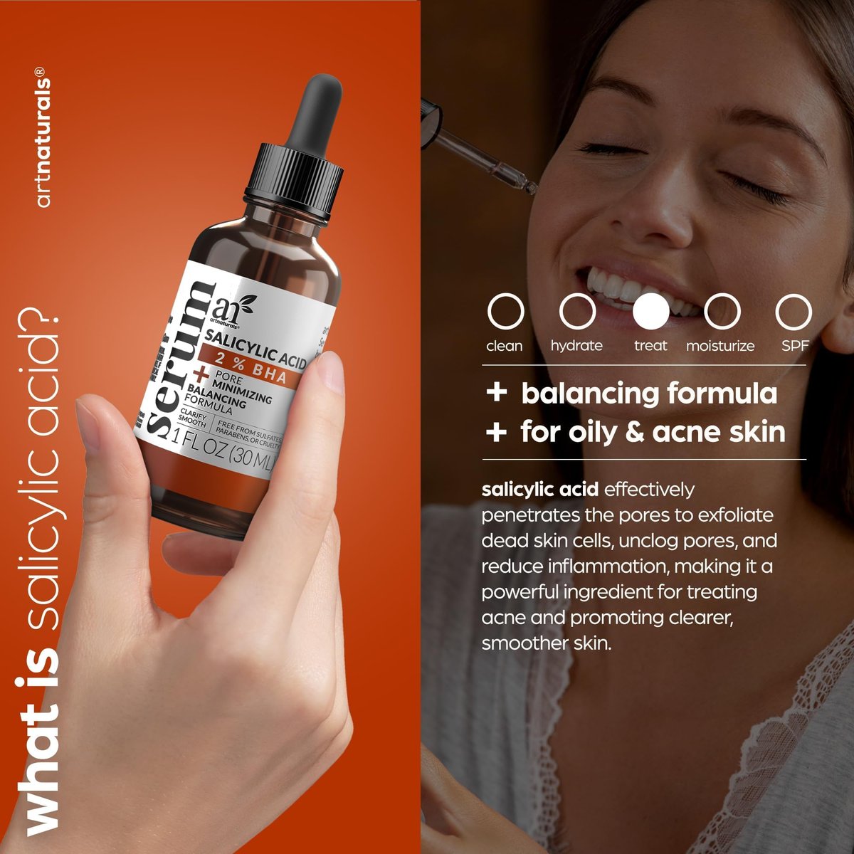 Artnaturals Salicylic Acid Serum – 2% BHA Acne Treatment & Pore Reducer, 1 oz Avelisse