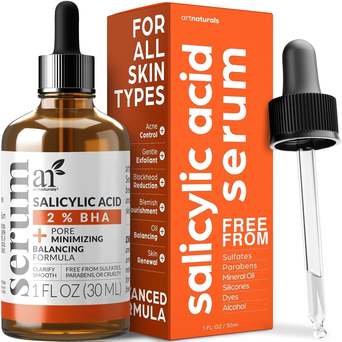 Artnaturals Salicylic Acid Serum – 2% BHA Acne Treatment & Pore Reducer, 1 oz Avelisse