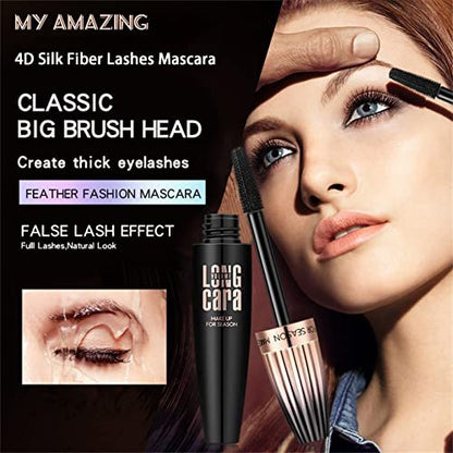 My Amazing Lashes 4D Silk Fiber Lash Mascara - Black, Volume & Length, Waterproof, Smudge Proof, Natural, Long Lasting