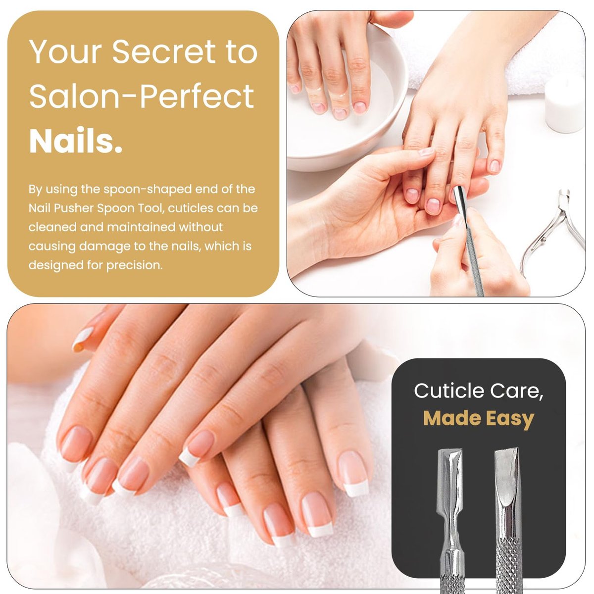 Professional Cuticle Pusher Tools - Dual Sided Stainless Steel Cuticle Remover and Trimmer for Manicure & Pedicure - 2 Pack Set by Krisp Beauty - görsel 13