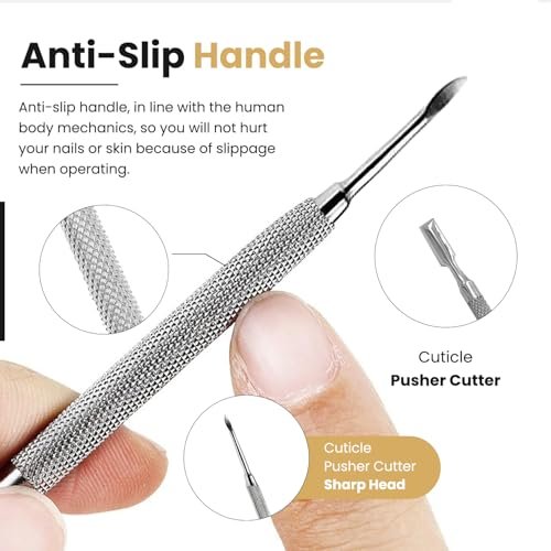 Professional Cuticle Pusher Tools - Dual Sided Stainless Steel Cuticle Remover and Trimmer for Manicure & Pedicure - 2 Pack Set by Krisp Beauty - görsel 12