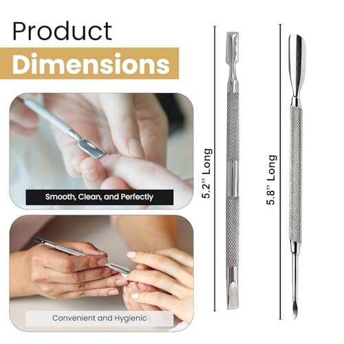 Professional Cuticle Pusher Tools - Dual Sided Stainless Steel Cuticle Remover and Trimmer for Manicure & Pedicure - 2 Pack Set by Krisp Beauty - görsel 8