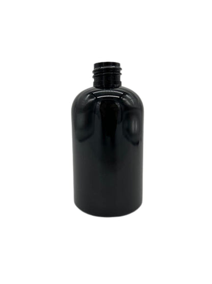 Natural Farms 4 oz Black Boston Plastic Bottles - 12 Pack Empty Refillable BPA Free Bottles with Black Press Down Disc Caps - Made in USA for Essential Oils, Aromatherapy