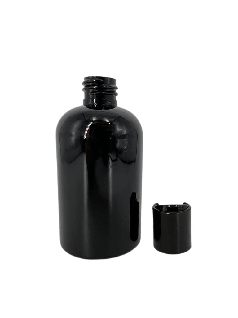 Natural Farms 4 oz Black Boston Plastic Bottles - 12 Pack Empty Refillable BPA Free Bottles with Black Press Down Disc Caps - Made in USA for Essential Oils, Aromatherapy - görsel 5