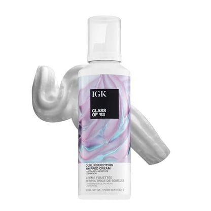 IGK Class of '93 Whipped Leave-In Conditioner & Styling Cream for Curly, Wavy & Coily Hair - Frizz Control, Curl Defining, Silicone-Free, Vegan, 5.5 Oz Avelisse