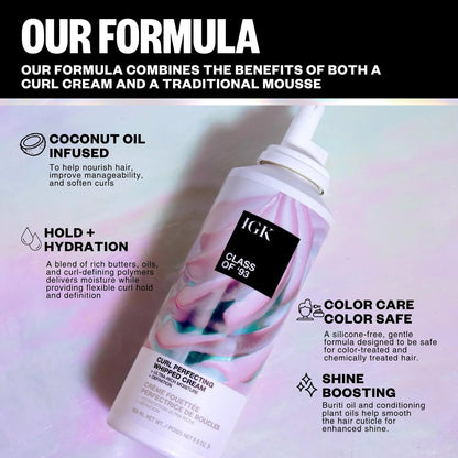 IGK Class of '93 Whipped Leave-In Conditioner & Styling Cream for Curly, Wavy & Coily Hair - Frizz Control, Curl Defining, Silicone-Free, Vegan, 5.5 Oz Avelisse