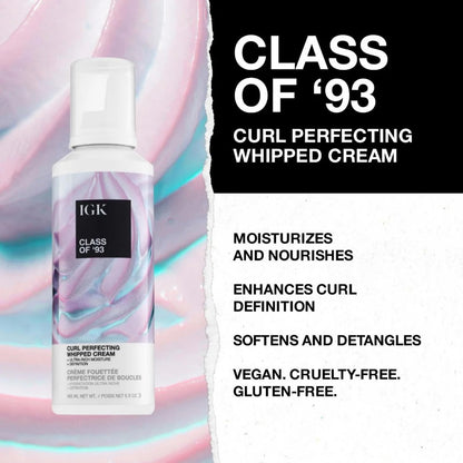 IGK Class of '93 Whipped Leave-In Conditioner & Styling Cream for Curly, Wavy & Coily Hair - Frizz Control, Curl Defining, Silicone-Free, Vegan, 5.5 Oz Avelisse