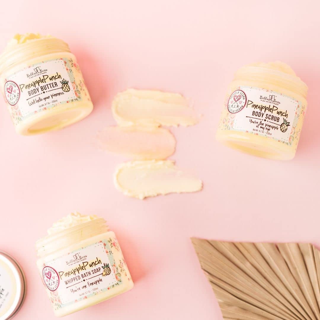 Bella & Bear Vegan Pineapple Body Butter - Travel Size 3.4 oz - Moisturizing & Fresh Scent - görsel 9
