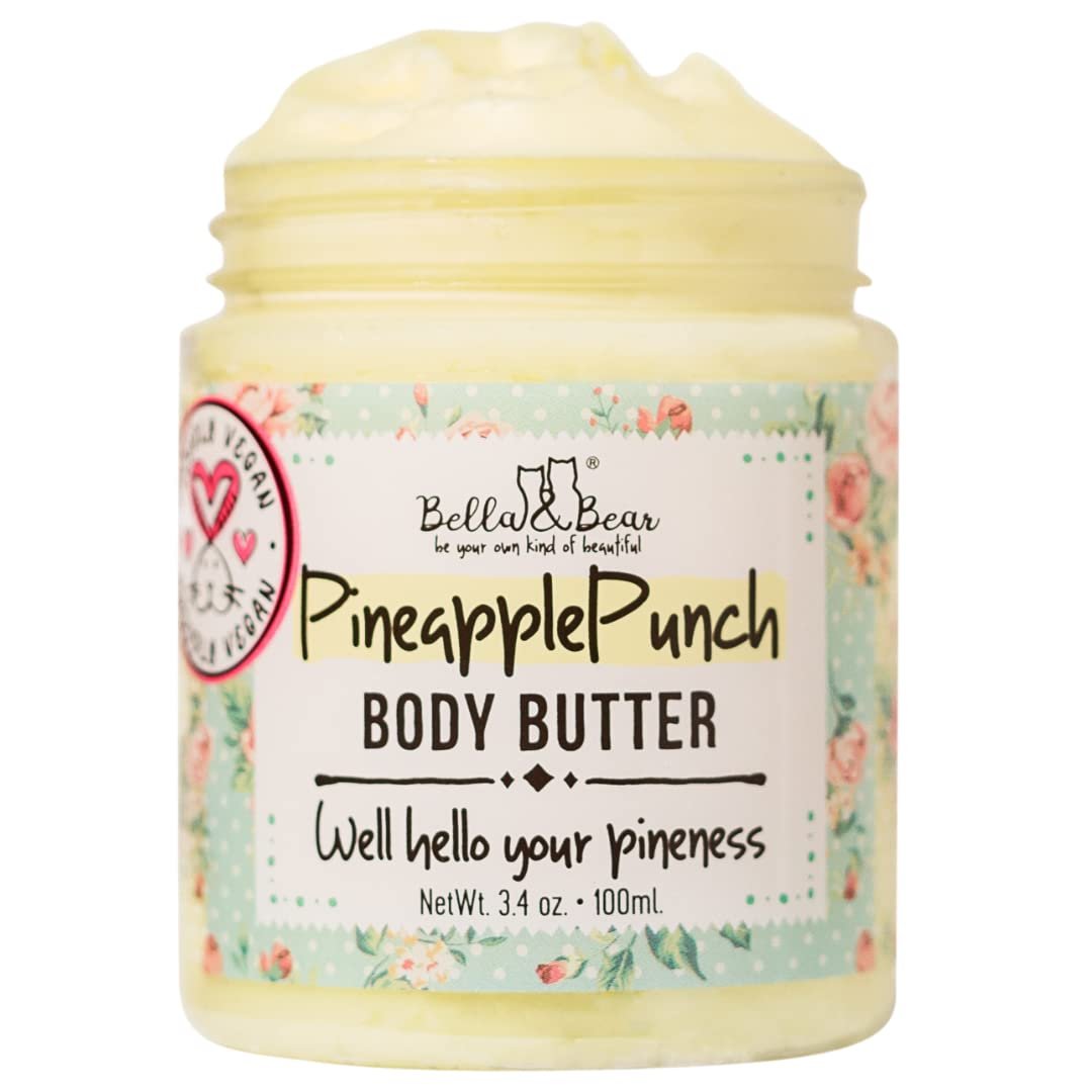 Bella & Bear Vegan Pineapple Body Butter - Travel Size 3.4 oz - Moisturizing & Fresh Scent - görsel 1