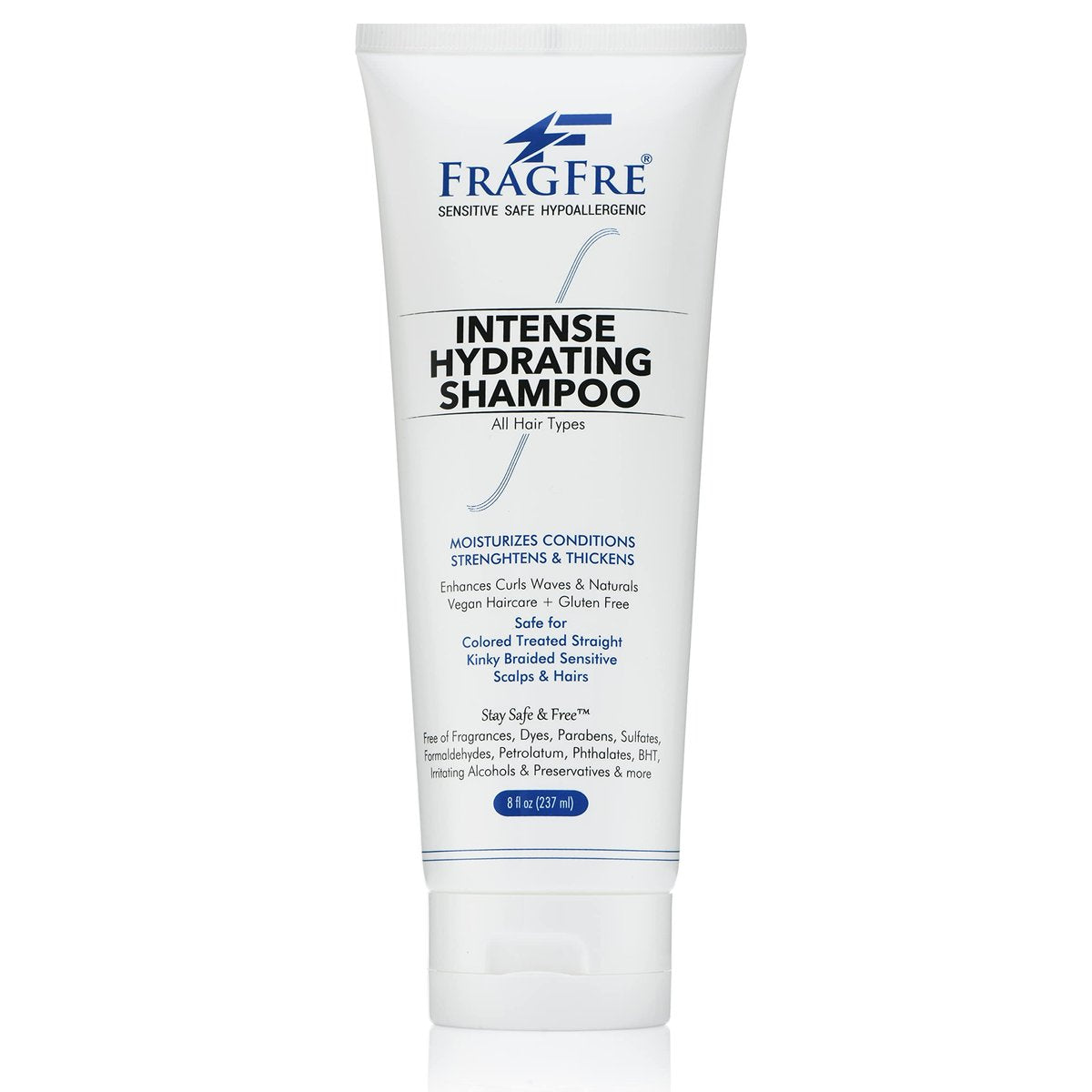 FRAGFRE Intense Hydrating Shampoo 8 oz - Fragrance Free Hypoallergenic Sulfate Free Moisturizing Shampoo for Sensitive Scalps & Color-Treated Hair Avelisse