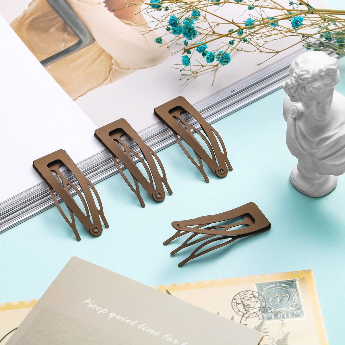 Chinco 24-Pack Double Grip Metal Hair Clips - Brown Snap Barrettes for Women - Salon-Quality Hair Accessories - görsel 7