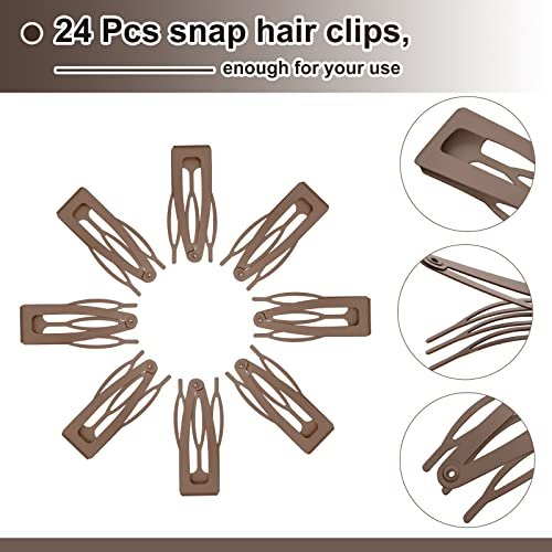 Chinco 24-Pack Double Grip Metal Hair Clips - Brown Snap Barrettes for Women - Salon-Quality Hair Accessories - görsel 6
