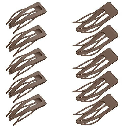 Chinco 24-Pack Double Grip Metal Hair Clips - Brown Snap Barrettes for Women - Salon-Quality Hair Accessories