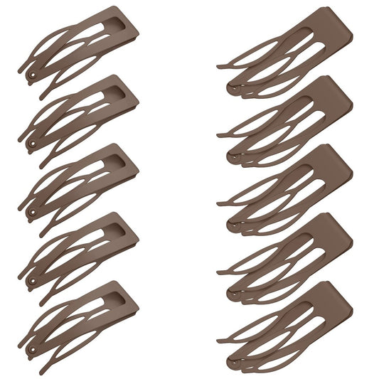 Chinco 24-Pack Double Grip Metal Hair Clips - Brown Snap Barrettes for Women - Salon-Quality Hair Accessories