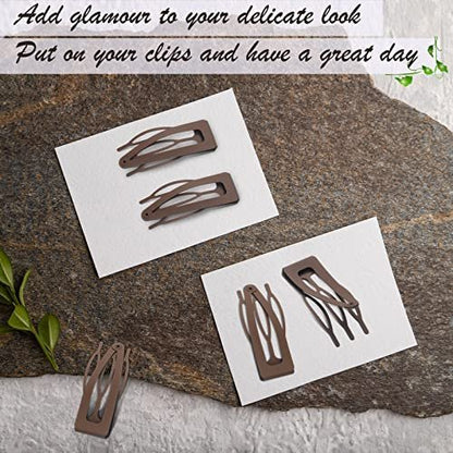 Chinco 24-Pack Double Grip Metal Hair Clips - Brown Snap Barrettes for Women - Salon-Quality Hair Accessories