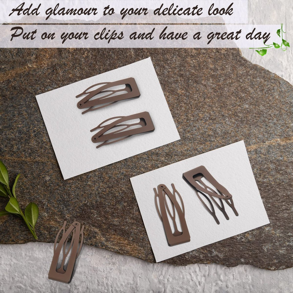 Chinco 24-Pack Double Grip Metal Hair Clips - Brown Snap Barrettes for Women - Salon-Quality Hair Accessories - görsel 9