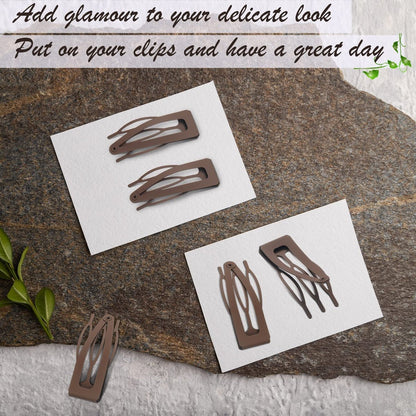 Chinco 24-Pack Double Grip Metal Hair Clips - Brown Snap Barrettes for Women - Salon-Quality Hair Accessories