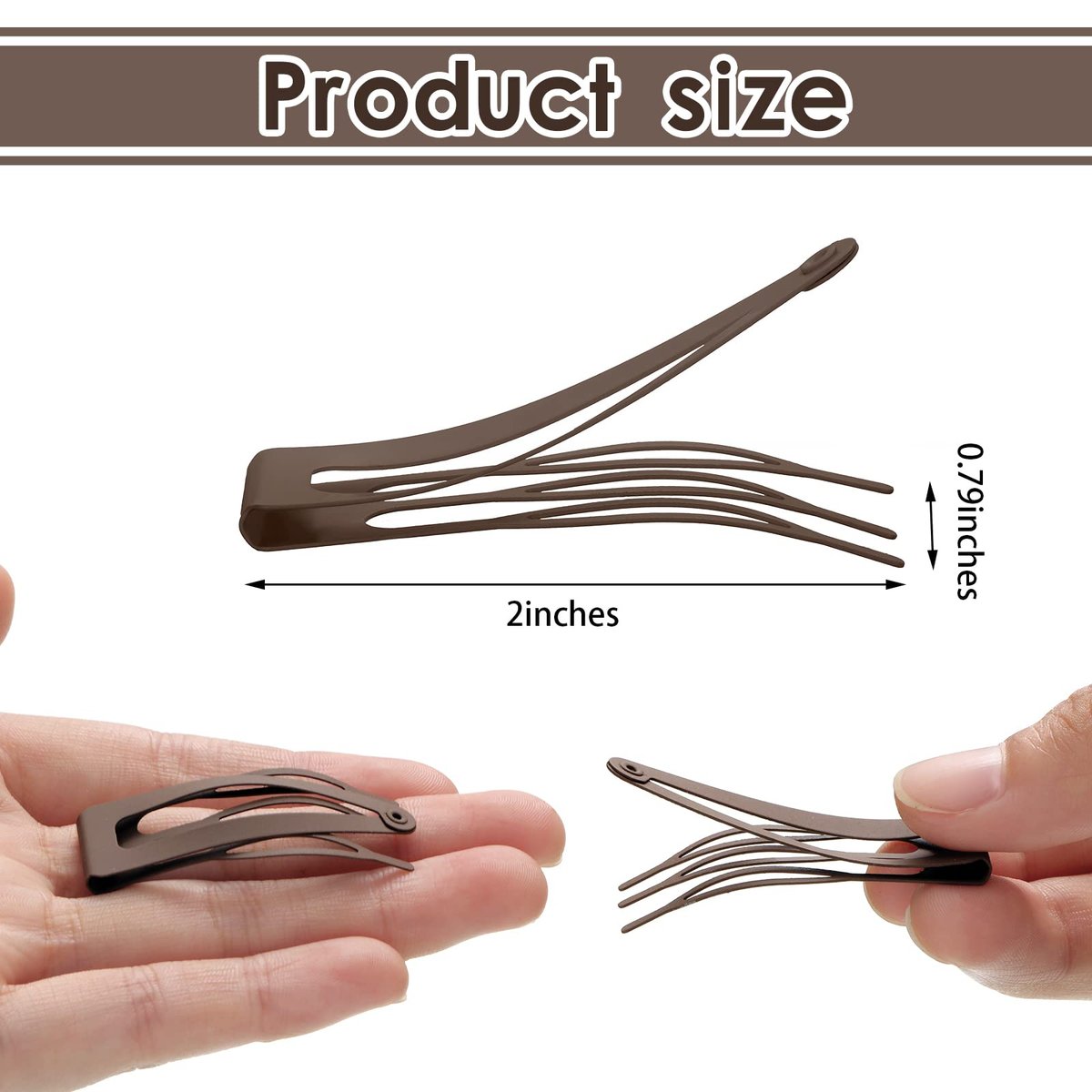 Chinco 24-Pack Double Grip Metal Hair Clips - Brown Snap Barrettes for Women - Salon-Quality Hair Accessories - görsel 3