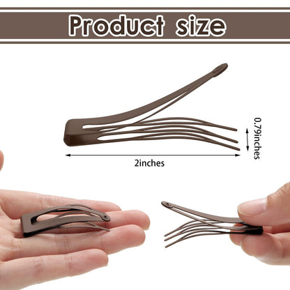 Chinco 24-Pack Double Grip Metal Hair Clips - Brown Snap Barrettes for Women - Salon-Quality Hair Accessories