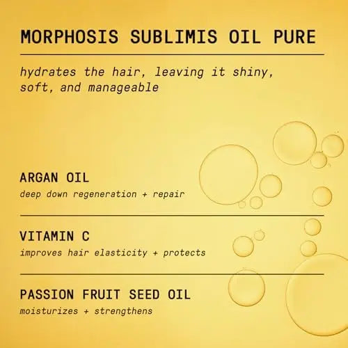 FRAMESI Morphosis Sublimis Pure Hair Oil 3.4 fl oz - Moisturizing & Revitalizing Treatment with Natural Ingredients, Color Safe Avelisse
