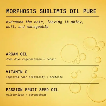 FRAMESI Morphosis Sublimis Pure Hair Oil 3.4 fl oz - Moisturizing & Revitalizing Treatment with Natural Ingredients, Color Safe Avelisse