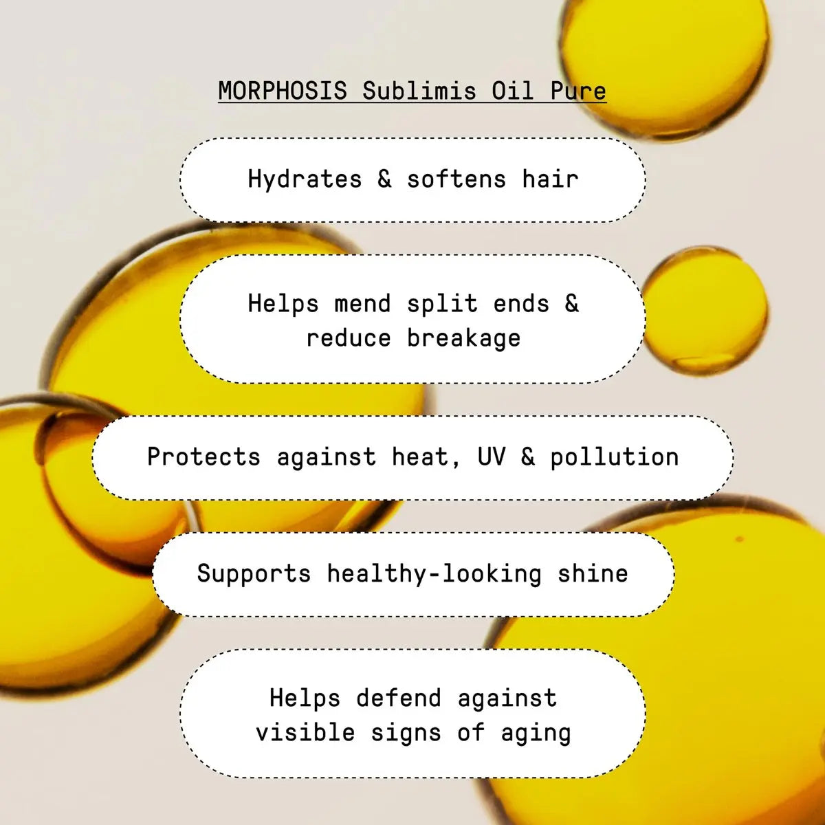 FRAMESI Morphosis Sublimis Pure Hair Oil 3.4 fl oz - Moisturizing & Revitalizing Treatment with Natural Ingredients, Color Safe Avelisse