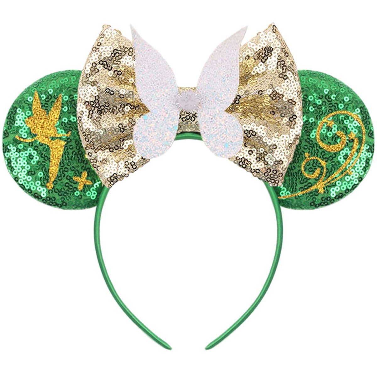 Green Mouse Ears Headband for Women - MADO Fairy Princess Dress Accessory, Fabric Hairband - görsel 2