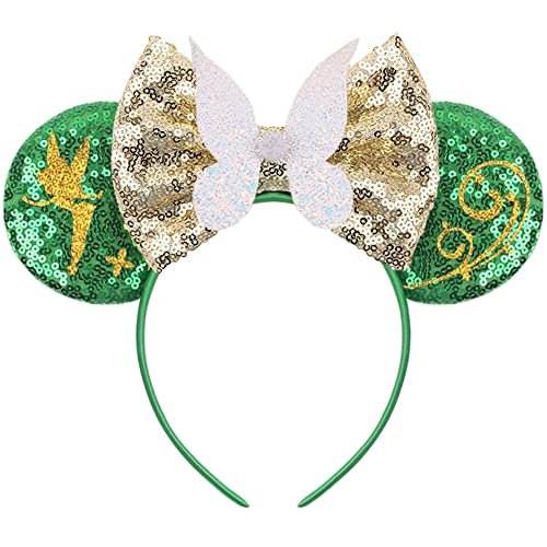 Green Mouse Ears Headband for Women - MADO Fairy Princess Dress Accessory, Fabric Hairband - görsel 1