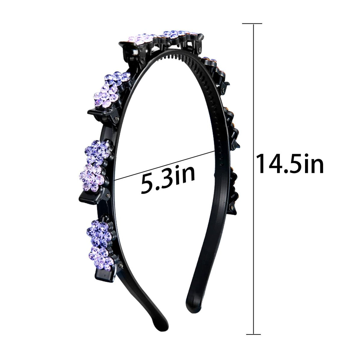 GeoGeoDIY 5-Piece Flower Crystal Hair Band Set - Double Layer Twist Plait Headbands with Clips for Women and Girls - görsel 3