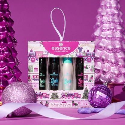 Essence Lash Princess Mascara Holiday Gift Set - 4 Vegan & Cruelty-Free Mascaras for False Lash Effect, Waterproof, Primer, Curl & Volume - Stocking Stuffer for Beauty Lovers