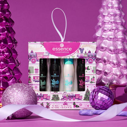 Essence Lash Princess Mascara Holiday Gift Set - 4 Vegan & Cruelty-Free Mascaras for False Lash Effect, Waterproof, Primer, Curl & Volume - Stocking Stuffer for Beauty Lovers