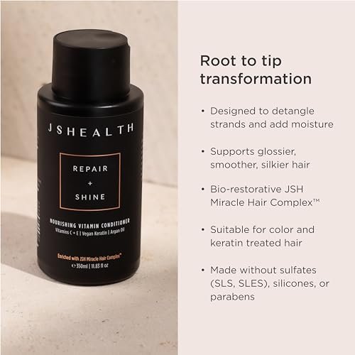 JSHealth Nourishing Conditioner - Vitamin-Enriched Deep Treatment for Dry, Colored Hair - With Keratin, Argan Oil, and Vitamins C & E | Sulfate-Free, Vegan, 350ml Avelisse