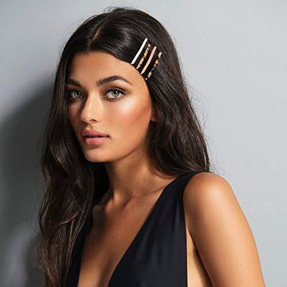 The Hair Edit Marble Bobby Pins - Slim Multicolor Tortoise Acetate Fashion Hair Clips, 4 Pack