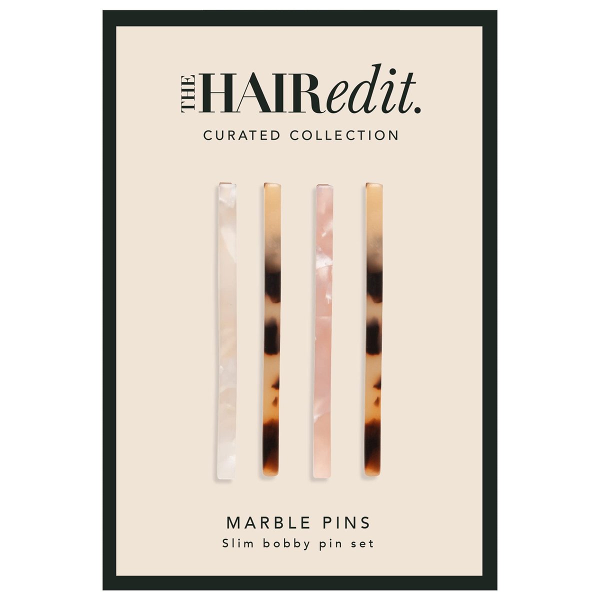 The Hair Edit Marble Bobby Pins - Slim Multicolor Tortoise Acetate Fashion Hair Clips, 4 Pack - görsel 2