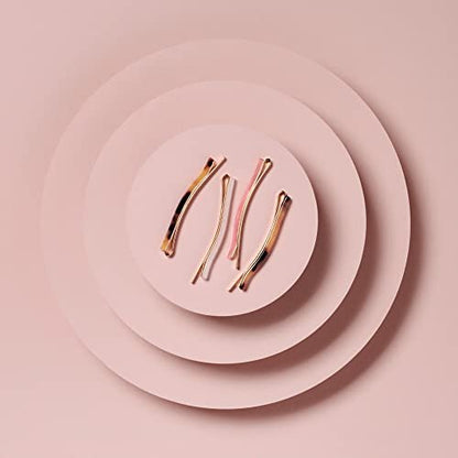 The Hair Edit Marble Bobby Pins - Slim Multicolor Tortoise Acetate Fashion Hair Clips, 4 Pack