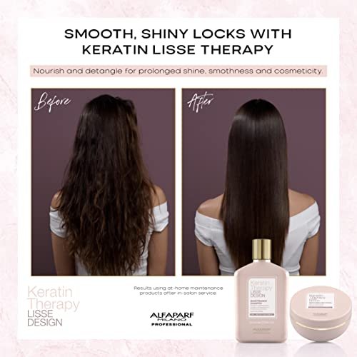 Alfaparf Milano Lisse Design Keratin Therapy Rehydrating Hair Mask - Post Keratin Treatment Deep Conditioner for Frizz Control & Moisture - 6.7 oz Avelisse