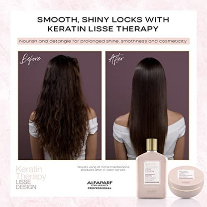 Alfaparf Milano Lisse Design Keratin Therapy Rehydrating Hair Mask - Post Keratin Treatment Deep Conditioner for Frizz Control & Moisture - 6.7 oz Avelisse