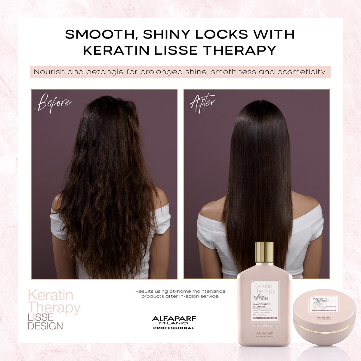 Alfaparf Milano Lisse Design Keratin Therapy Rehydrating Hair Mask - Post Keratin Treatment Deep Conditioner for Frizz Control & Moisture - 6.7 oz Avelisse