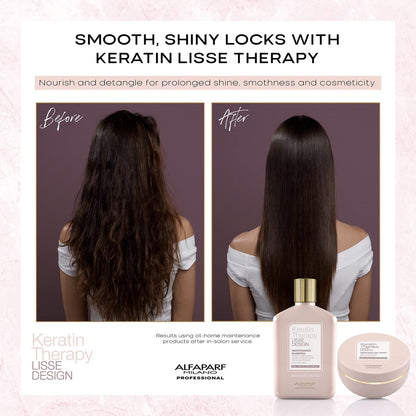 Alfaparf Milano Lisse Design Keratin Therapy Rehydrating Hair Mask - Post Keratin Treatment Deep Conditioner for Frizz Control & Moisture - 6.7 oz Avelisse