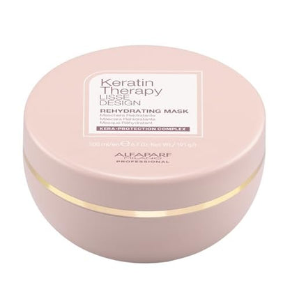 Alfaparf Milano Lisse Design Keratin Therapy Rehydrating Hair Mask - Post Keratin Treatment Deep Conditioner for Frizz Control & Moisture - 6.7 oz Avelisse